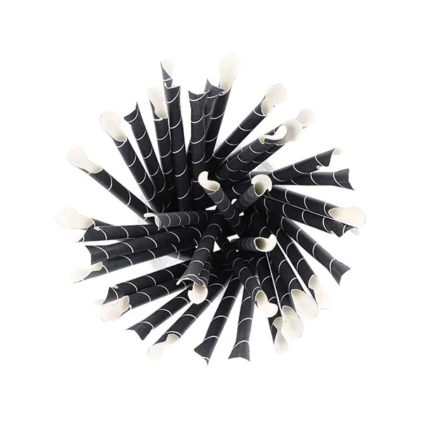 Papierstrohhalme mit Löffel "pure" Ø 8 mm · 20 cm schwarz/weiss "Stripes" - Bild 3