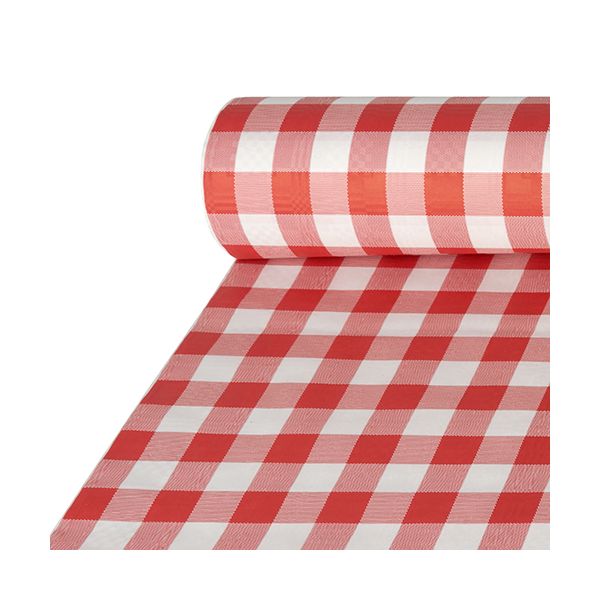 Papiertischdecke, rot mit Damastprägung 50 x 1 m "Vichy Karo" - Bild 1