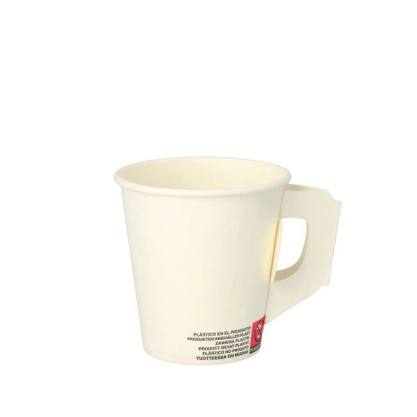 Pappbecher mit Henkel, 0,18 l Ø 7,3 cm · 7,8 cm weiss - Bild 1 Pappbecher mit Henkel, 0,18 l Ø 7,3 cm · 7,8 cm weiss - Bild 1