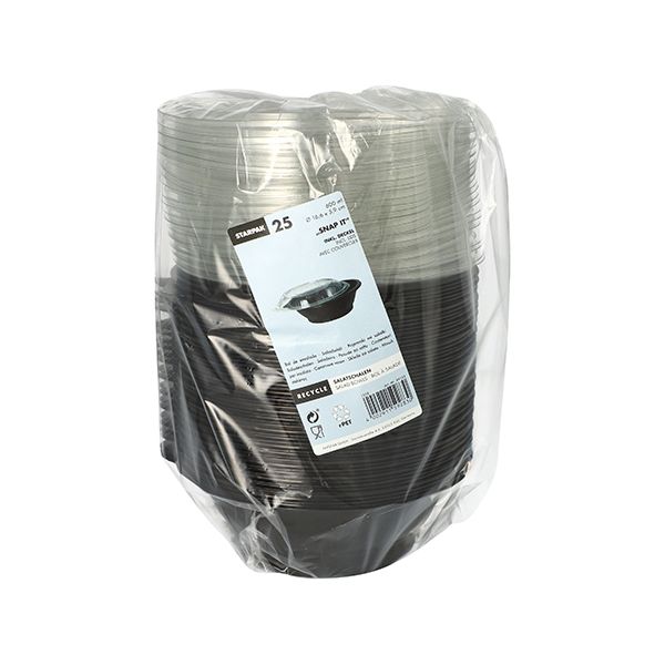 Salatschalen, PET 600 ml Ø 16,6 cm · 5,9 cm schwarz "Snap It" mit Deckel PET glasklar - Bild 2