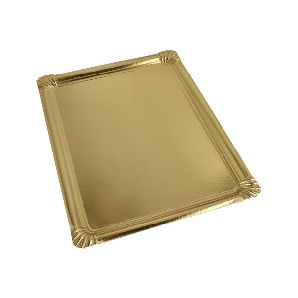 Servierplatten, Pappe, PET-beschichtet eckig 34 x 45,5 cm gold - Bild 1