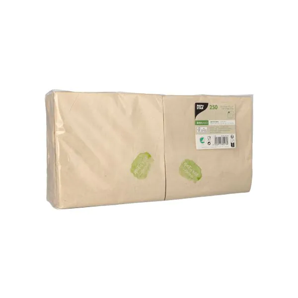Servietten, 2-lagig 1/4-Falz 33 x 33 cm natur ungebleicht - Bild 2