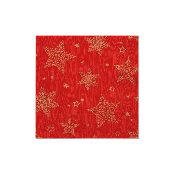 Servietten, 3-lagig 1/4-Falz 25 x 25 cm rot "Christmas Shine" - Bild 1