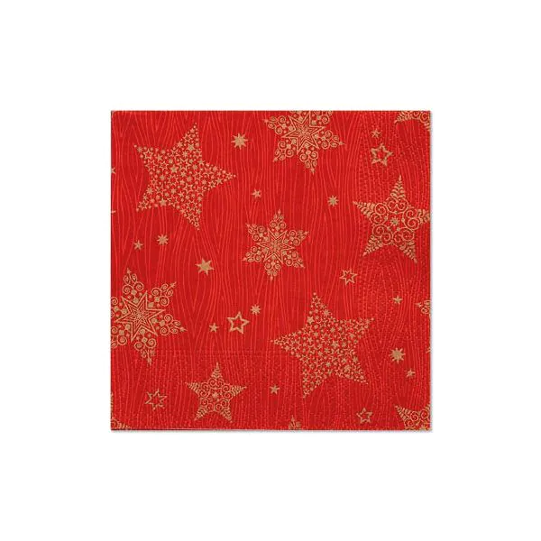 Servietten, 3-lagig 1/4-Falz 25 x 25 cm rot "Christmas Shine" - Bild 1