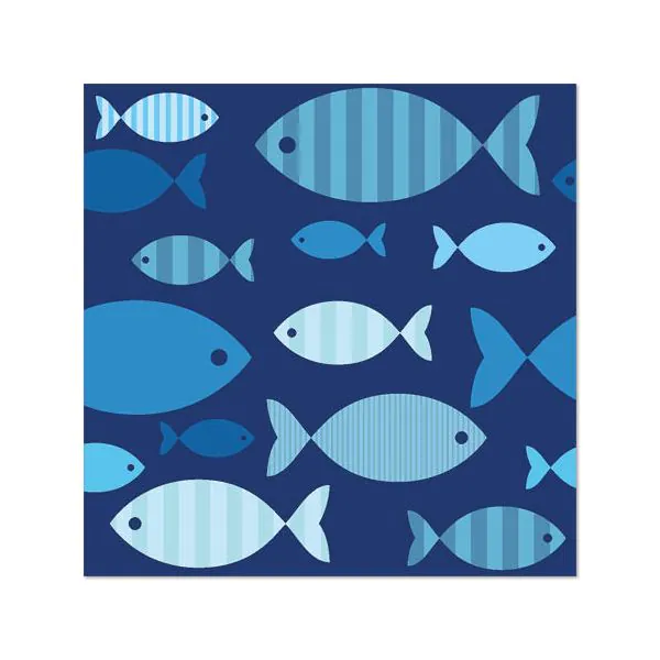 Servietten, 3-lagig 1/4-Falz 33 x 33 cm "Blue Fish" - Bild 1