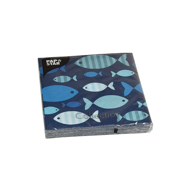 Servietten, 3-lagig 1/4-Falz 33 x 33 cm "Blue Fish" - Bild 2