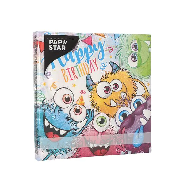 Servietten, 3-lagig 1/4-Falz 33 x 33 cm "Funny Monsters" - Bild 2