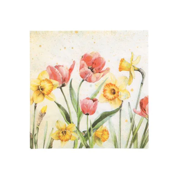 Servietten, 3-lagig 1/4-Falz 33 x 33 cm "Tulips & Daffodils" - Bild 1
