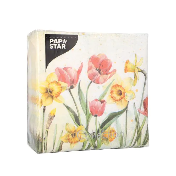 Servietten, 3-lagig 1/4-Falz 33 x 33 cm "Tulips & Daffodils" - Bild 2