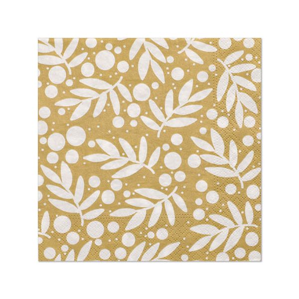 Servietten, 3-lagig 1/4-Falz 33 x 33 cm gold "Holly" - Bild 1