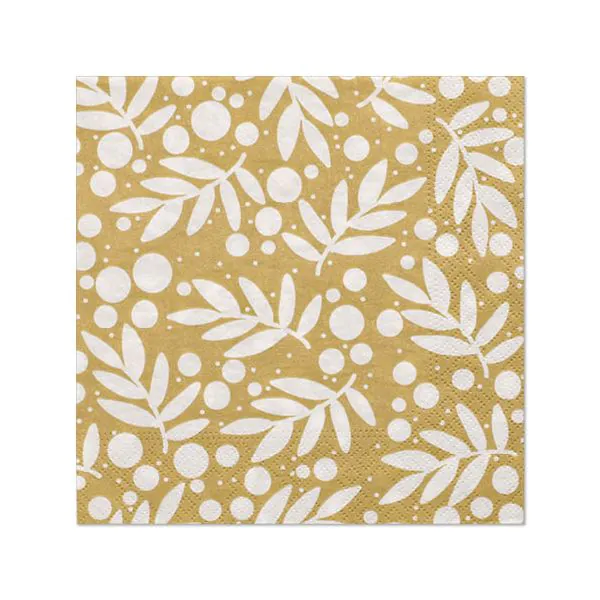 Servietten, 3-lagig 1/4-Falz 33 x 33 cm gold "Holly" - Bild 1