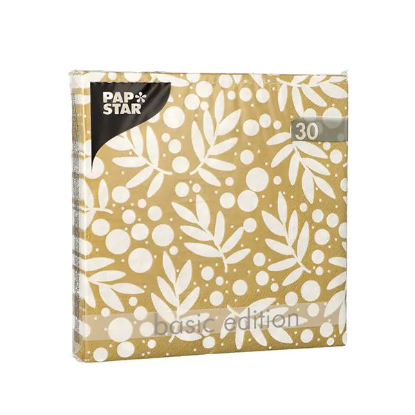 Servietten, 3-lagig 1/4-Falz 33 x 33 cm gold "Holly" - Bild 2