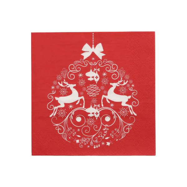 Servietten, 3-lagig 1/4-Falz 33 x 33 cm rot "Deers Couple" - Bild 1