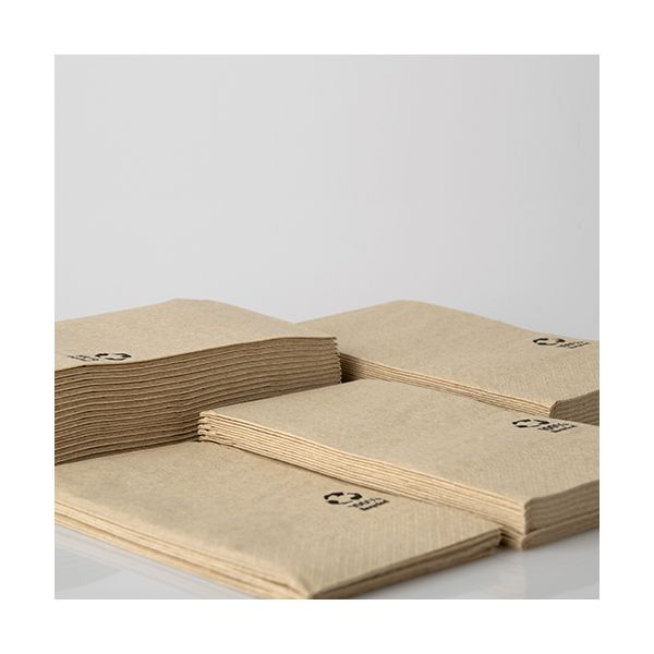 Servietten, 3-lagig 1/8-Falz 33 x 33 cm natur aus recyceltem Papier - Bild 2