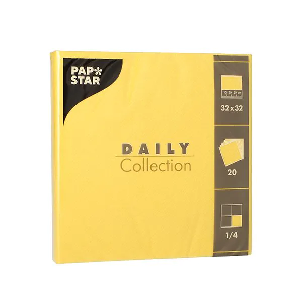 Servietten "DAILY Collection" 1/4-Falz 32 x 32 cm gelb - Bild 1