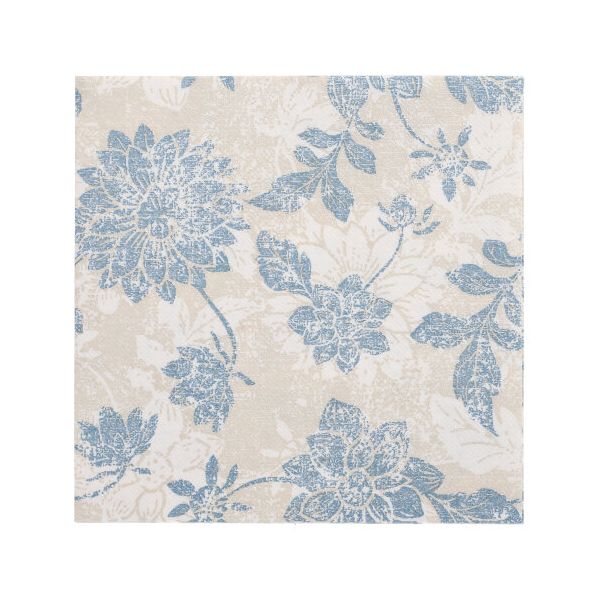 Servietten "ROYAL Collection" 1/4-Falz 40 x 40 cm arktikblau "Flowers" - Bild 1