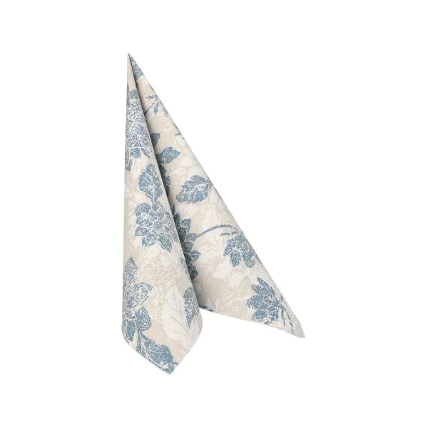 Servietten "ROYAL Collection" 1/4-Falz 40 x 40 cm arktikblau "Flowers" - Bild 2