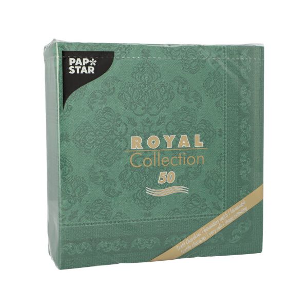 Servietten "ROYAL Collection" 1/4-Falz 40 x 40 cm dunkelgrün "Arabesque" - Bild 3