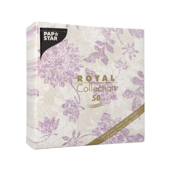 Servietten "ROYAL Collection" 1/4-Falz 40 x 40 cm lila "Flowers" - Bild 3
