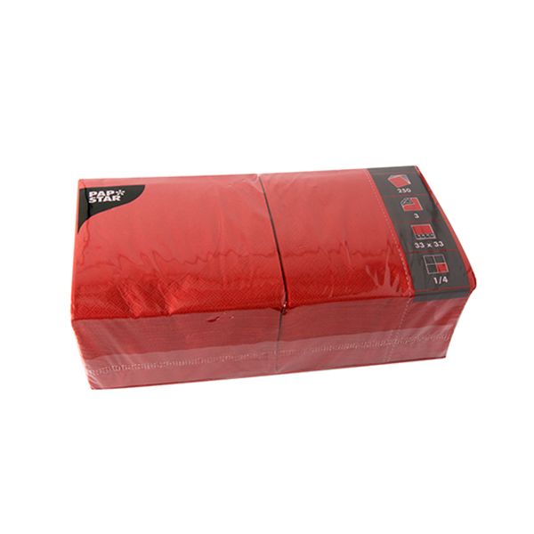 Servietten, rot 3-lagig 1/4-Falz 33 x 33 cm - Bild 1