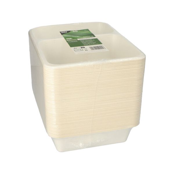 Siegelschalen aus Zuckerrohr, 2-geteilt, 1200 ml, 22,7 x 17,8 cm - Bild 2
