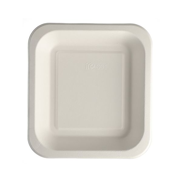 Siegelschalen aus Zuckerrohr, ungeteilt, 1400 ml, 24,5 x 26,5 cm, weiss - Bild 1