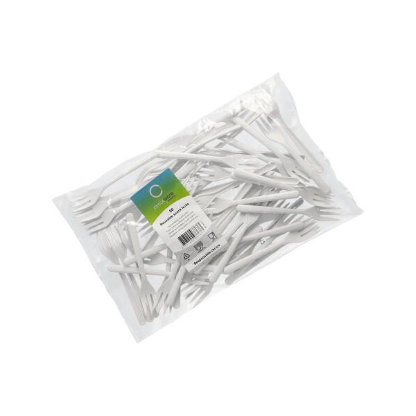 Snackgabeln(Mehrweg), PP, 13 cm, weiss, extra stabil - Bild 2