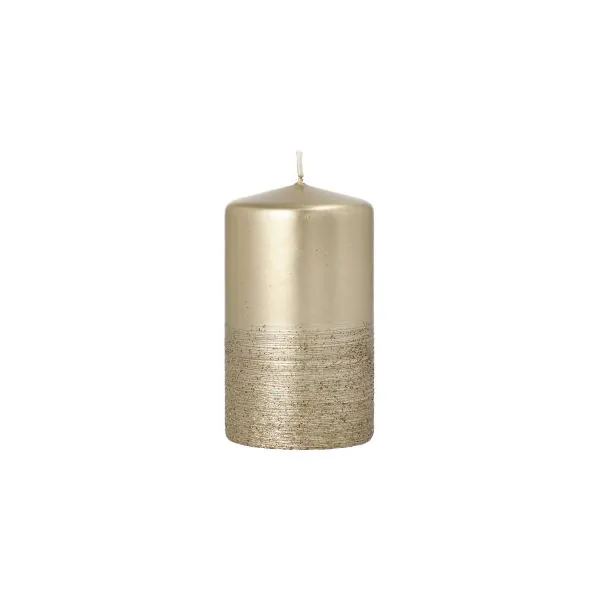 Stumpenkerze "Safe Candle" Ø 60 mm · 100 mm gold "Fia", einzeln cellophaniert - Bild 1