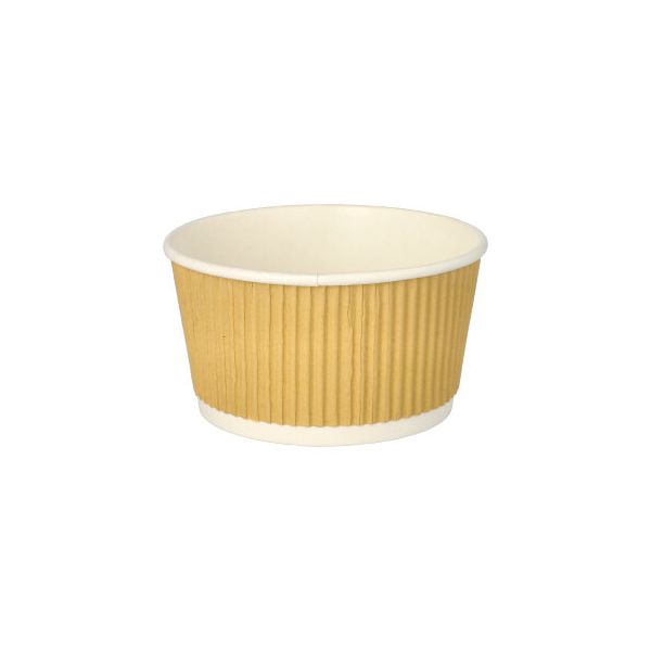 Suppenbecher, Pappe rund 380 ml Ø 11 cm · 5,8 cm braun/weiss Ripple Wall - Bild 1