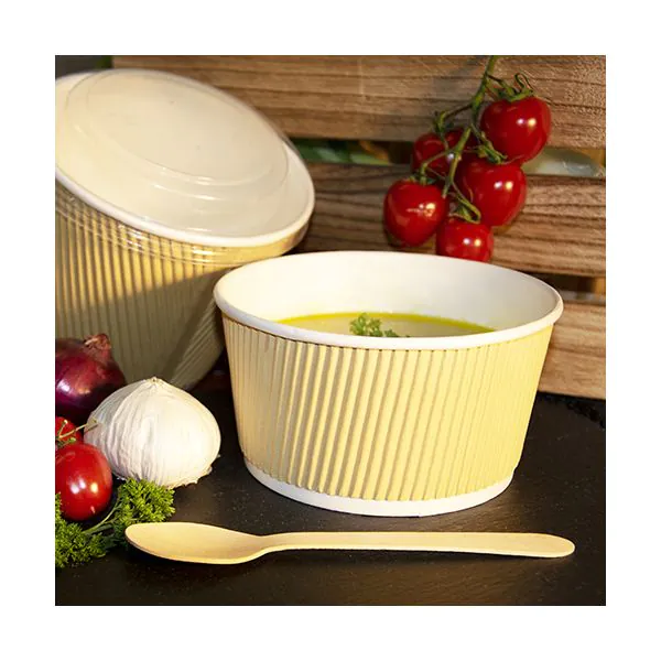 Suppenbecher, Pappe rund 380 ml Ø 11 cm · 5,8 cm braun/weiss Ripple Wall - Bild 2
