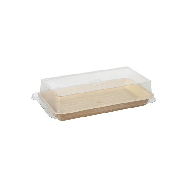Sushi-Schalen aus Palmblatt eckig 100 ml 18,4 x 10,4 cm natur mit rPET Deckel "Kombipack" - Bild 1 Sushi-Schalen aus Palmblatt eckig 100 ml 18,4 x 10,4 cm natur mit rPET Deckel "Kombipack" - Bild 1