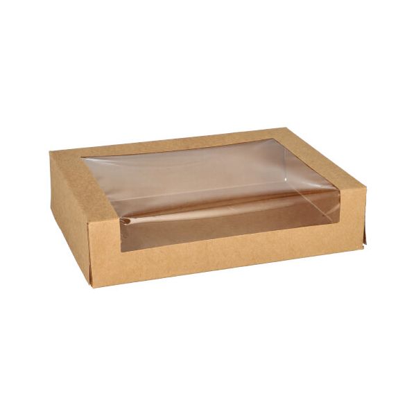 Sushi-Schalen aus Pappe mit PLA-Sichtfenster 19,5 x 14 cm braun - Bild 1 Sushi-Schalen aus Pappe mit PLA-Sichtfenster 19,5 x 14 cm braun - Bild 1