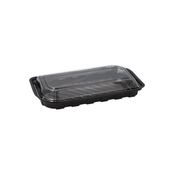 Sushi-Schalen rechteckig 21 x 11 cm x 4,3 cm schwarz mit transparentem Deckel - Bild 1