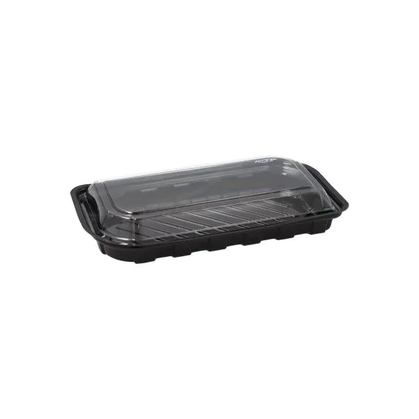 Sushi-Schalen rechteckig 21 x 11 cm x 4,3 cm schwarz mit transparentem Deckel - Bild 1