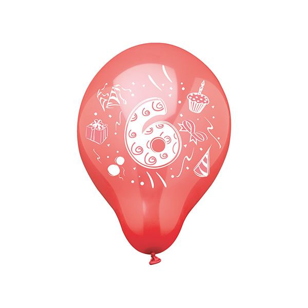 Zahlenluftballons Ø 25 cm farbig sortiert "6" - Bild 1