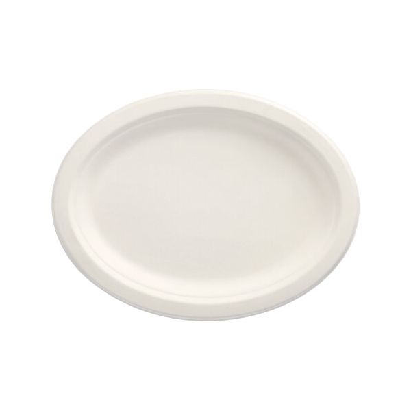 Zuckerrohr Teller, "pure" oval 26 x 20 cm weiss - Bild 1