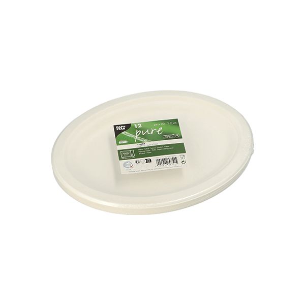 Zuckerrohr Teller, "pure" oval 26 x 20 cm weiss - Bild 2