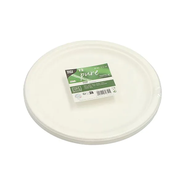 Zuckerrohr Teller, "pure" ungeteilt Ø 26 cm weiss - Bild 2
