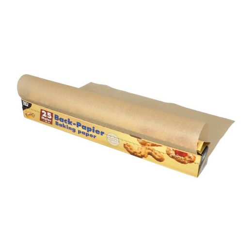 Bakpapier 25 m x 38 cm bruin in vouwdoos 1
