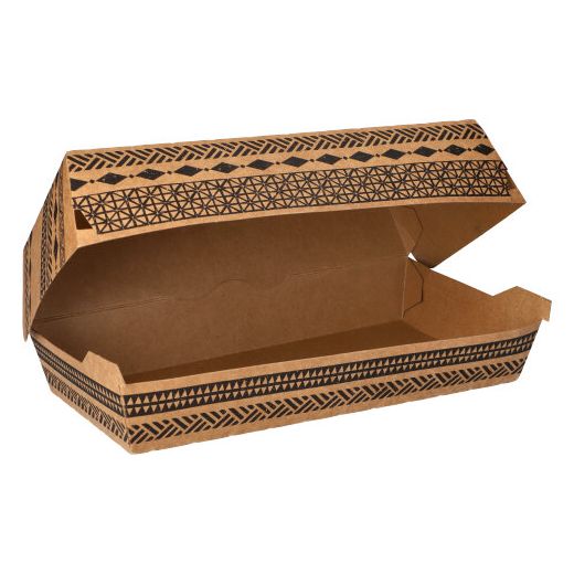 Baguettebox karton 5,3 x 13,1 cm x 24,8 cm bruin FSC "Maori" groot panini box 1
