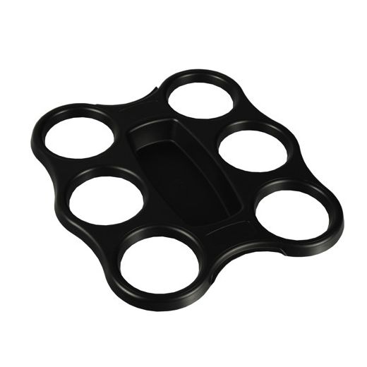 Tray voor drinkbekers, PS 22,4 cm x 24,4 cm x 2,4 cm zwart voor 6 beker 1