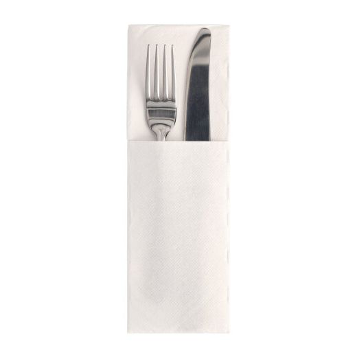 Bestek servetten met bestekvouw "ROYAL Collection" 48 x 30, wit, bestekzakje, FSC 1