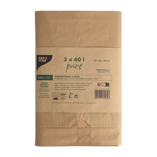 Bio-compostzakken van papier "pure" 60 l H 85 x B 55 x D 23 cm 1