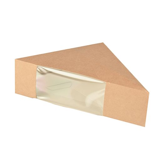 Kartonnen sandwichboxen met venster van PLA "pure" 12,3 cm x 12,3 cm x 5,2 cm bruin 1