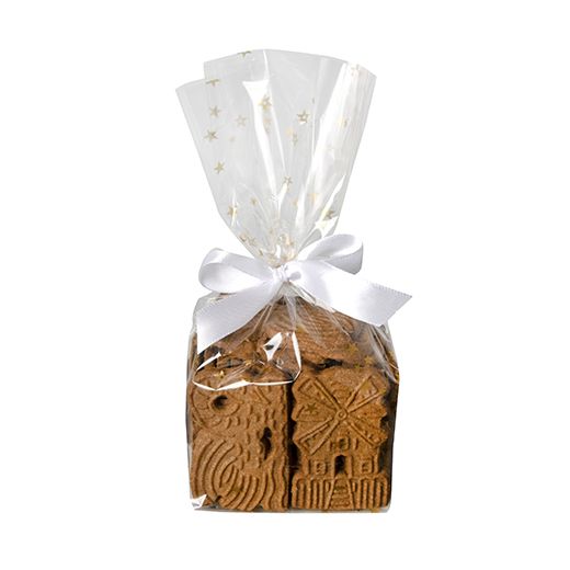 Zakjes, PP 23,5 cm x 14,5 cm x 5,8 cm helder "gouden sterren" 1