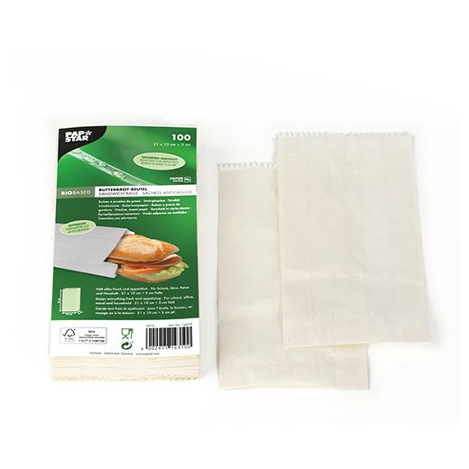 Boterhampapier 21 cm x 10 cm x 3 cm wit , vetvrij 1