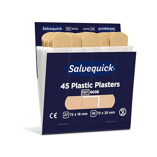 Navulling Salvequick 45 plastic pleisters blauw voor pleisterdispenser refill
 1