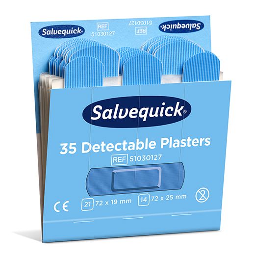 Navulling Salvequick blauwe detecteerbare HACCP pleisters 35 stuks voor pleisterdispenser refill 1