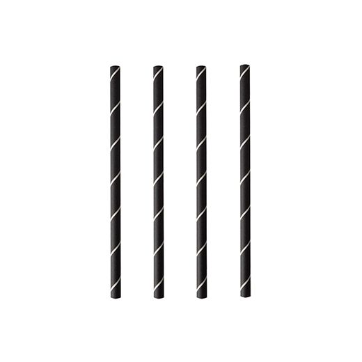 Cocktail drinkrietjes, papier Ø 7 mm · 15 cm zwart/wit "Stripes" 1