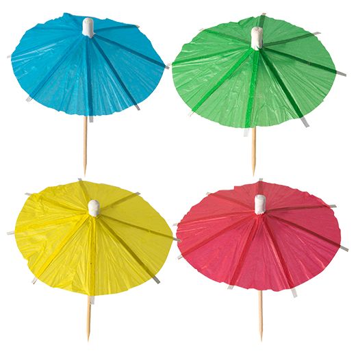 Decoprikkers 10 cm assorti kleuren "Parapluutjes, uni" 1